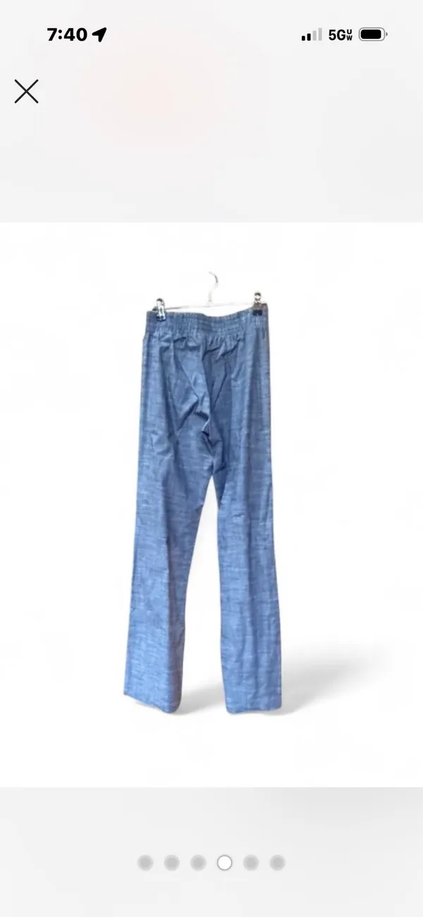 Drew Blue Linen Pants with Subtle Stripes Sz XS NWT Retail $166 - Image 4