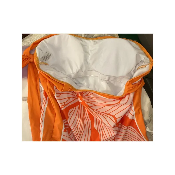 NWOT Orange Tropical Floral One Piece Swimsuit & Sarong Set Size M Resort - Image 9