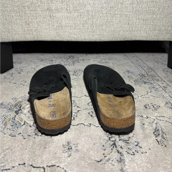 Birkenstock Boston Soft Suede Clogs in Black - Image 9