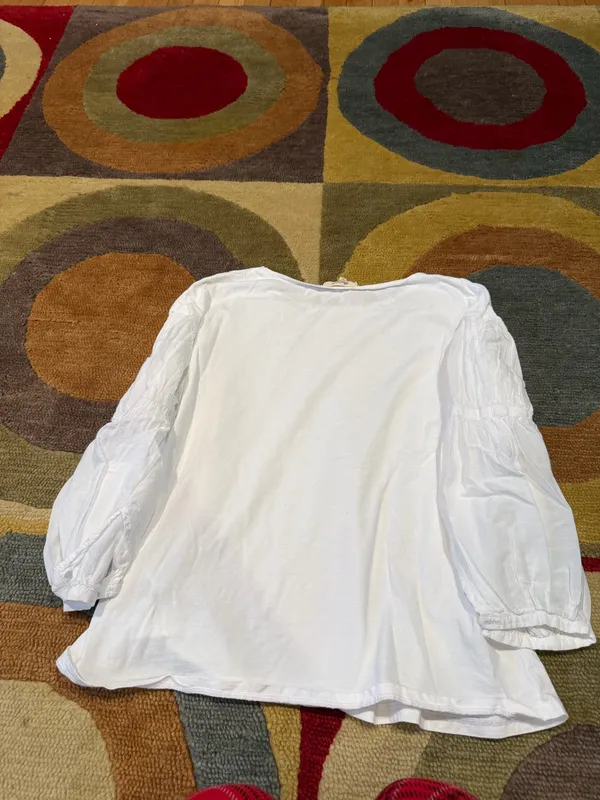 Madewell White Puff Sleeve 3/4 Sleeve Tee Shirt Top Women’s Size Medium - Image 4