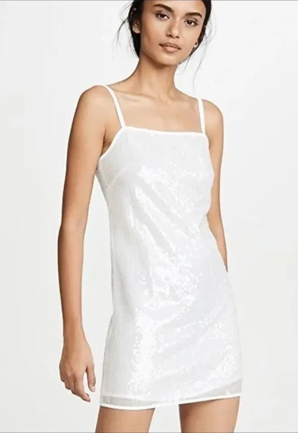Stuad White Sequin Mini Dress sz 8 - Image 2