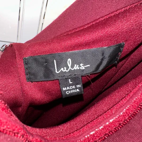 Lulus Large Burgundy Classic Glam Off The Shoulder Formal Bodycon Zip Up Dress - Image 8