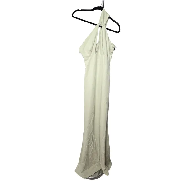 Katie May One Shoulder Keyhole Cutout Gown Sage Green Maxi Dress NWT - Image 4