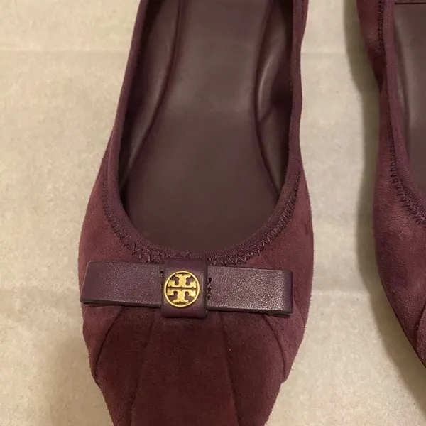 Tory Burch Purple Suede Ally Bow Ballet Flat - Image 8