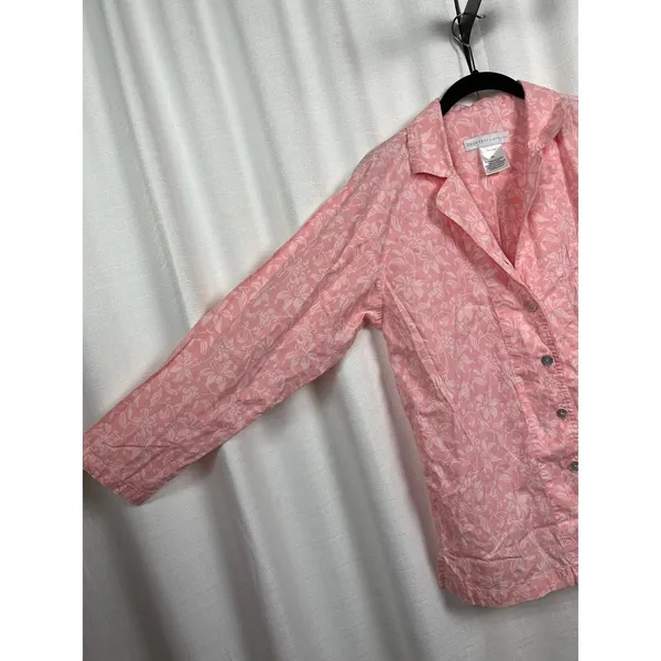 Crabtree&Evelyn Pink Floral Cotton&Bamboo Long Sleeve Pajama Set Sz.M - Image 7