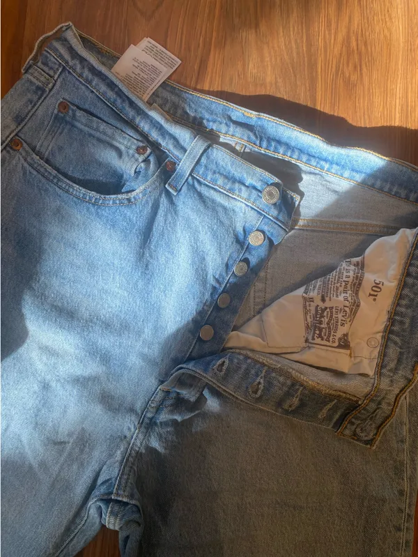 Levi Strauss & Company White Wash Button Fly 501 Jeans - Image 2