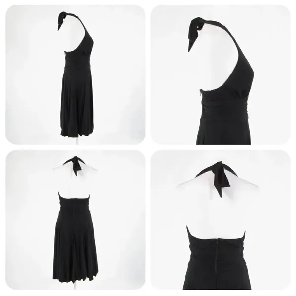 Black CACHE goth stretch halter neck bubble dress size 2 - Image 3
