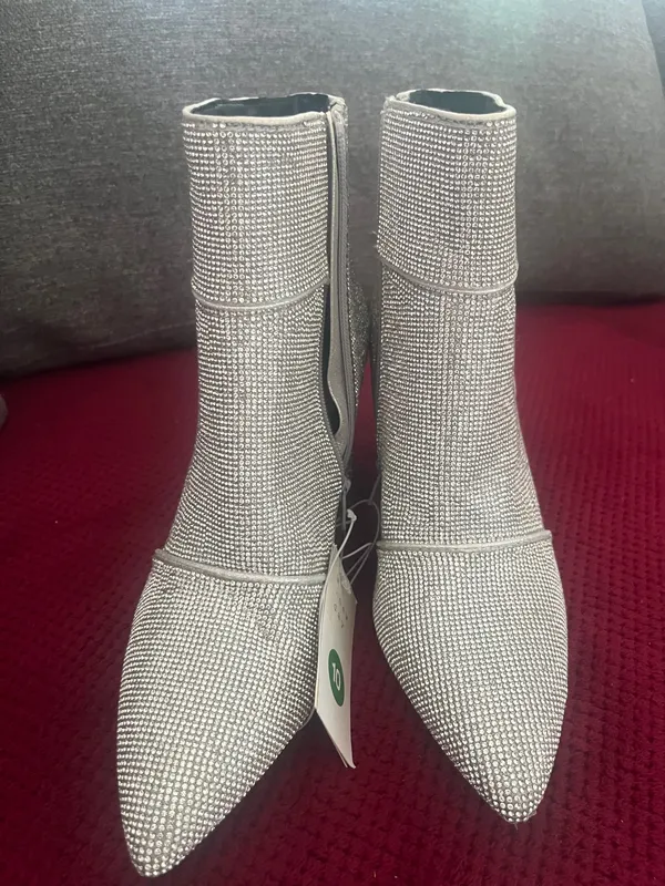 Madden Rhinestone Pointed Toe Booties with Cushioned - Image 9