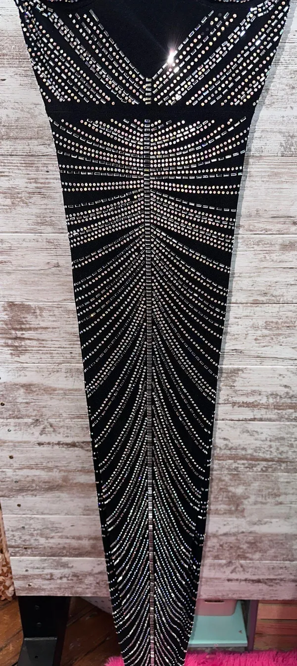 Boutique Black Rhinestone Bodycon Dress - Image 6