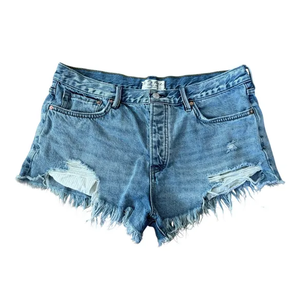 WE THE FREE People Loving Good Vibrations Cut Off Denim Shorts Distressed Sz 31 - Image 3