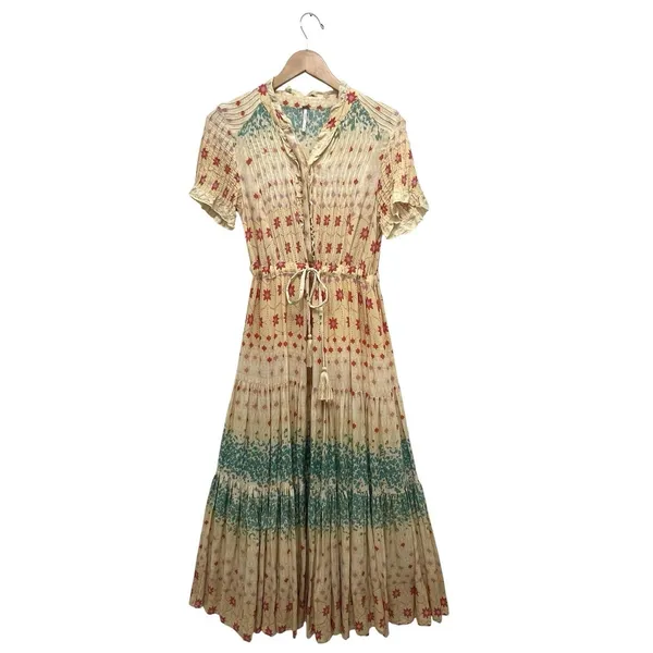 Free People Rare Feeling Cloud Combo Printed Tiered Floral Maxi Dress Size S - Image 7