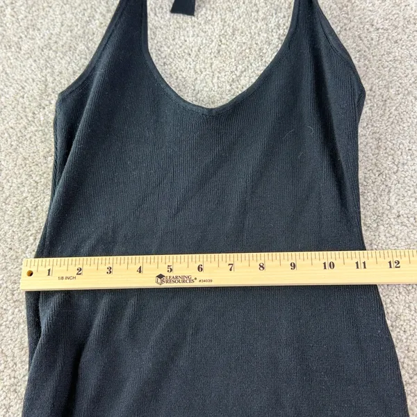 Frankies Bikinis Dolly Knit Mini Dress Women XL Black Halter O-Ring New LBD Y2K‎ - Image 6