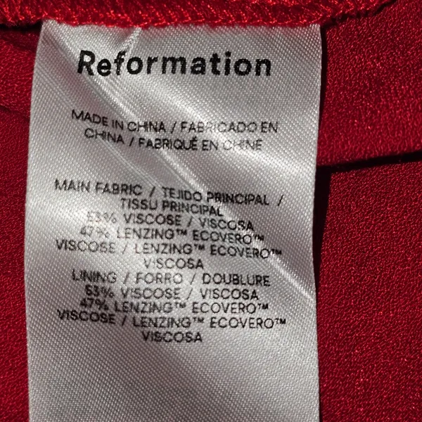 Reformation Womens Red Smocked Back Midi Dress‎ 0 - Image 5