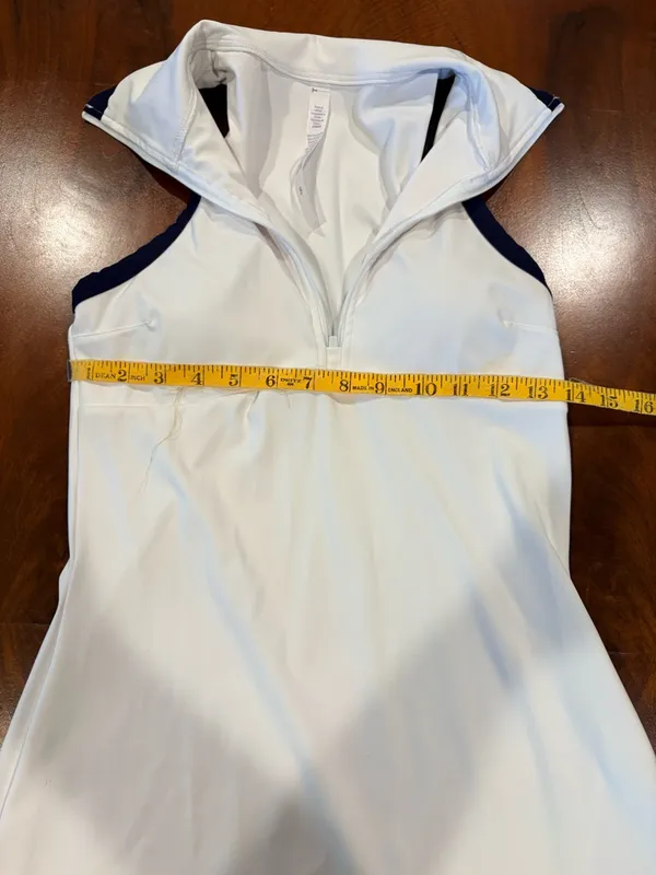 Amazon White and Black Sleeveless Midi Dress with Zip Collar - Image 4