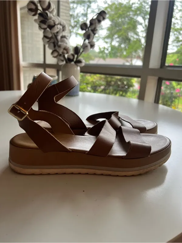 Mila Paoli Women's Sz 9 Ankle Strap Platform Sandals Brown Leather Made in Italy - Image 6