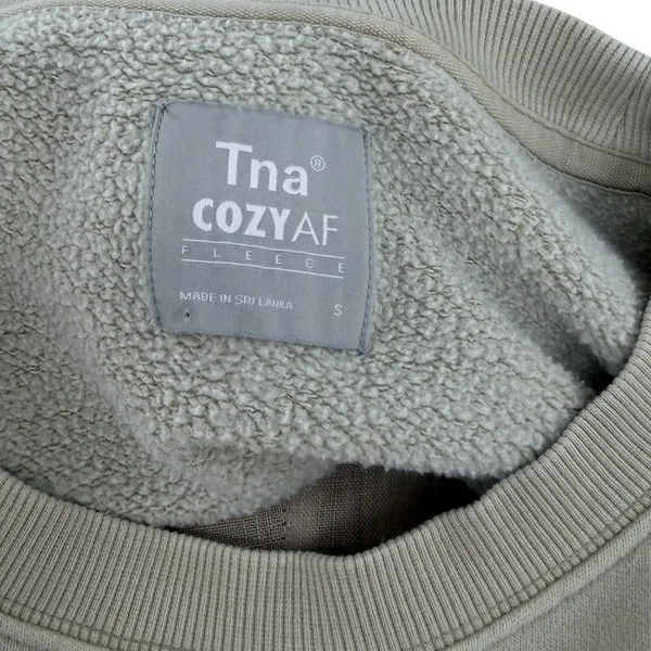 Aritzia Tna CozyAF Fleece Crew Sweatshirt Pullover Sage Green Size Small - Image 9