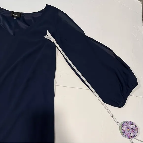 Lulus Shifting Dears Navy Blue Long‎ Sleeve Dress MEDIUM - Image 8