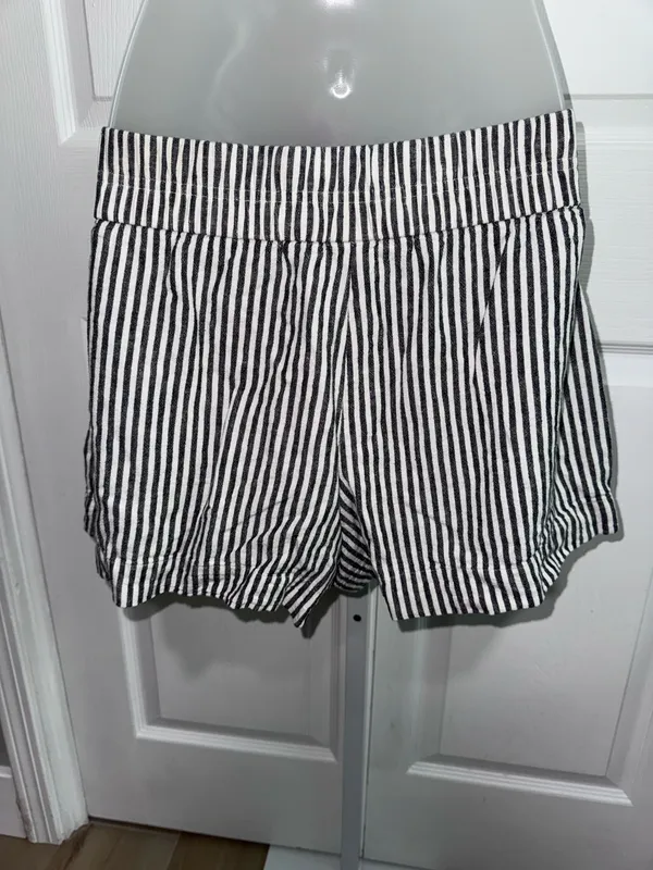 A New Day Linen Striped Elastic-Waist Women’s Shorts - Black & White - Image 5