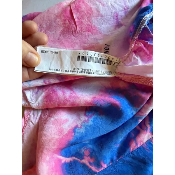 Forever 21 Tie Dye Strapless Romper Cover Up Pink Blue Rayon Size Large - Image 9