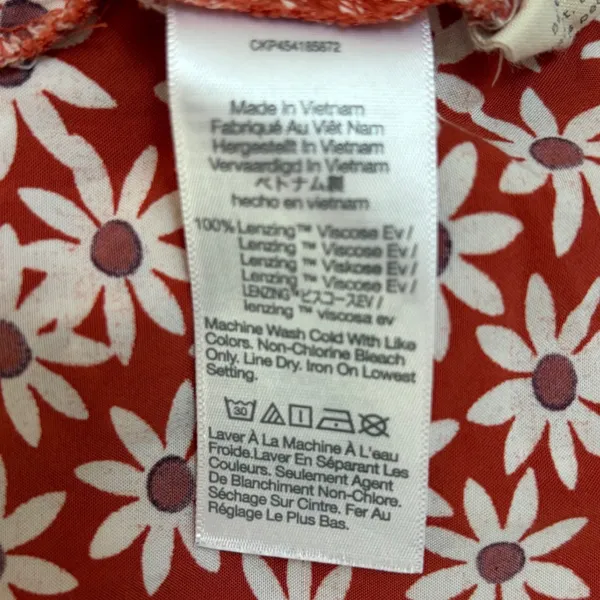 Madewell Red Daisy Floral Clara Wrap Midi Dress Short Sleeve V-Neck XS EUC‎ - Image 5