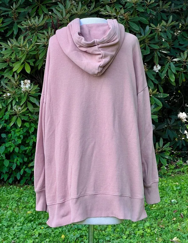 Women's M Oversized Aerie Hoodie Tunic Sweatshirt Peach Pink - Image 3