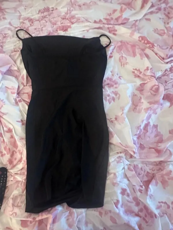 Windsor Black Ruched Mini Dress - Image 3