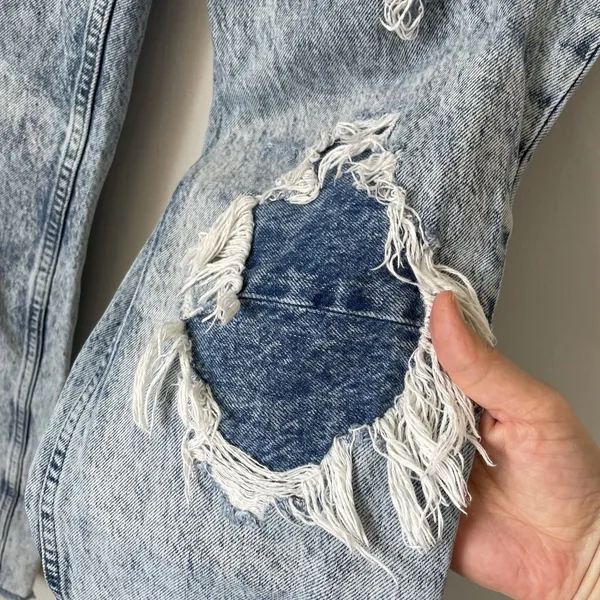 Free People We The Free Straight Leg Denim Jeans Blue Distressed Women's Size 28 - Image 7