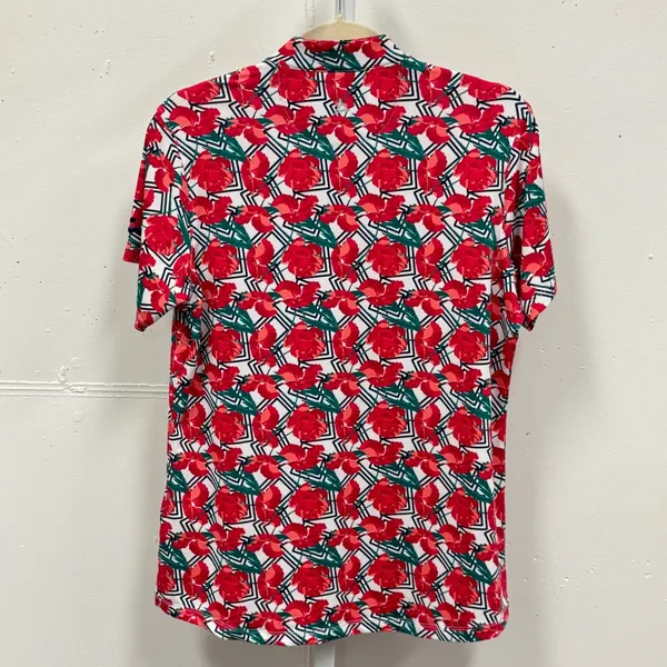Bermuda Sands Women's Red‎ Floral Performance Golf Polo Shirt UPF 50 Wick Away M - Image 2