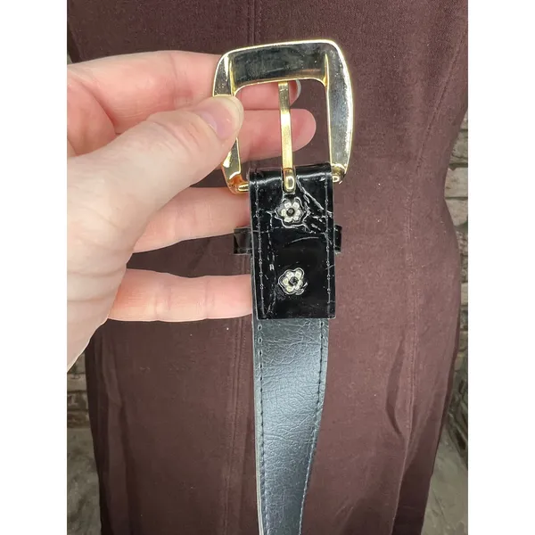 belt vegan leather goldtone buckle 1990s - Image 9