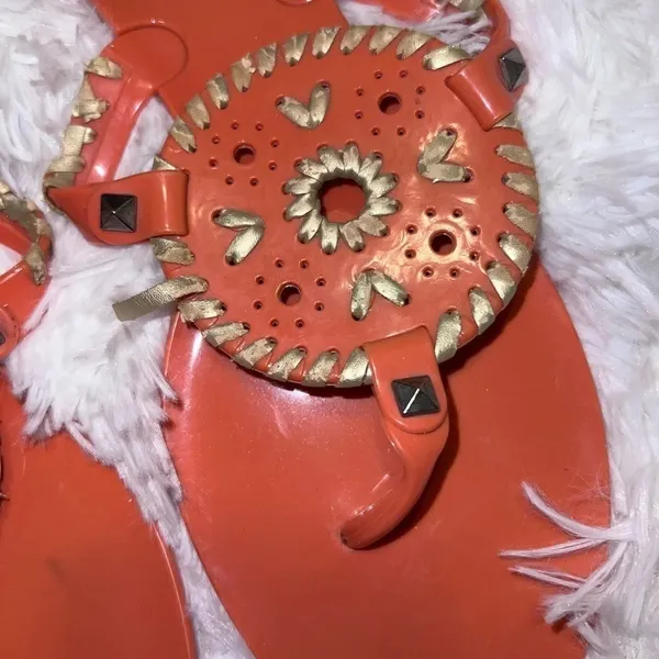 Jack Rogers Jelly Sandals size 8 Orange and Yellow / Gold Detail - Image 2