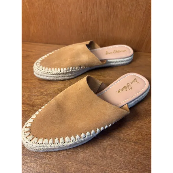 Sam Edelman Austin Camel Brown Suede Woven Espadrille Slip On Mules Size 9 - Image 4