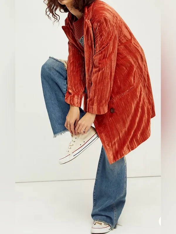Free‎ People Daria Crinkle Velvet Blazer Size M - Image 2