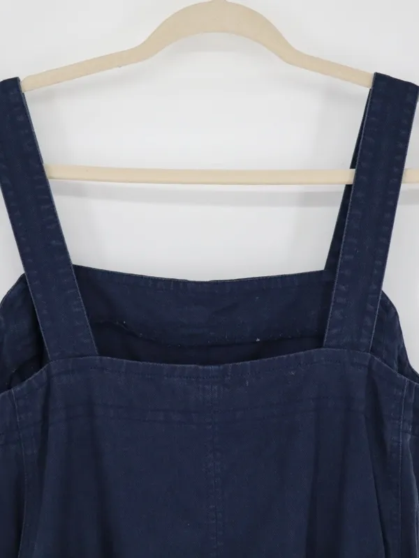 Everlane Denim Apron Midi Dress Women’s Large Navy Organic Cotton Belted Pockets - Image 12