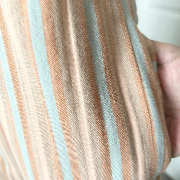Faherty Isha Organic Cotton Striped Pintuck Sleeveless Shift Dress Peach Blue XS - Image 7