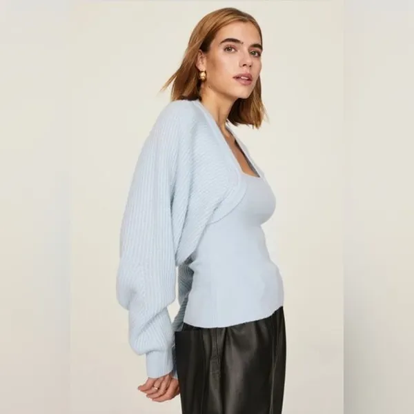 RTR NAADAM Blue Fisherman Layered Sweater Size Small S Wool/Cashmere soft cozy - Image 3