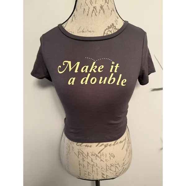 Garage Make It A Double Print Crop T-Shirt. Size Medium STORMI‎ TEE - Image 2