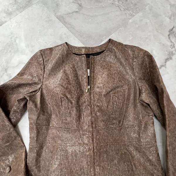 Live A‎ Little LAL Lined 100% Leather Jacket Zip Close Coat Brown Size Large L - Image 2