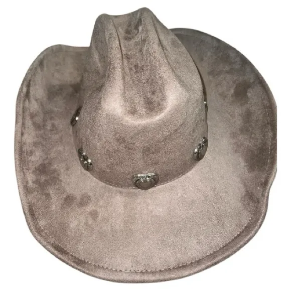 Stylish Taupe Cowboy/ cowgirl Hat with Silver Accents - Image 4