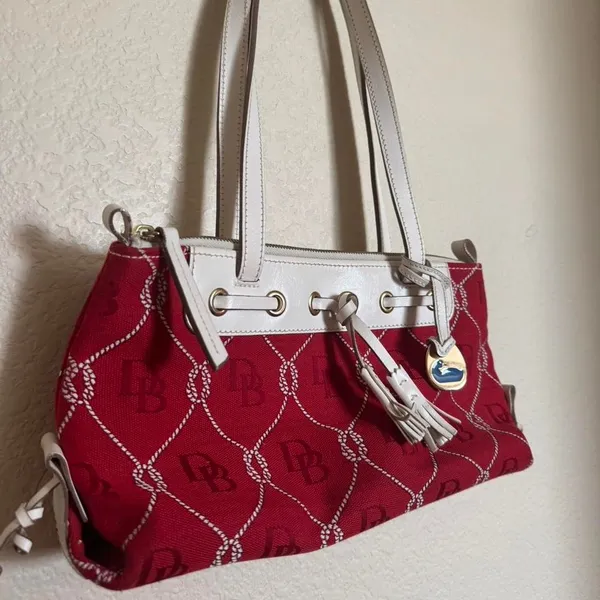 Vintage‎ Dooney & Bourke Sailor Nautical Shoulder Baguette Bag Red White - Image 2