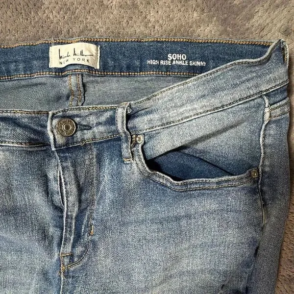 Nicole Miller SoHo High Rise Ankle Skinny Medium Wash Distressed Size 12 #1200 - Image 5