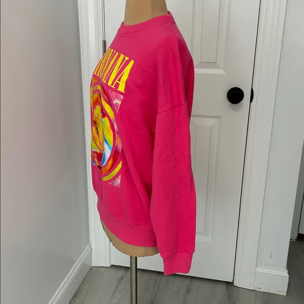 Nirvana Pink Smiley Face Sweatshirt Size M - Image 3