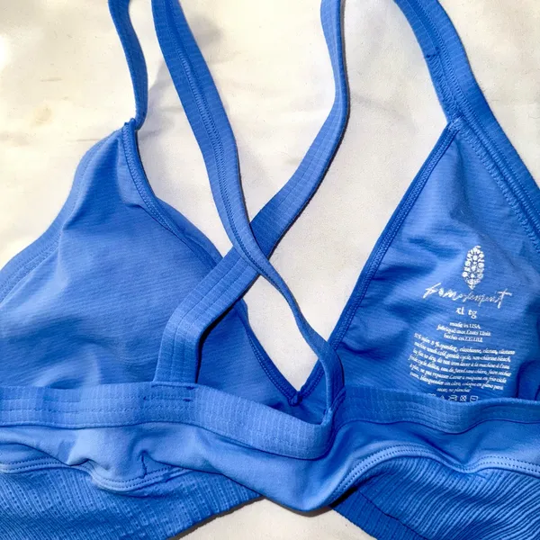 Free People Movement NWOT Wireless Blue Triangle Bralette w/Cross-Back Straps - Image 4