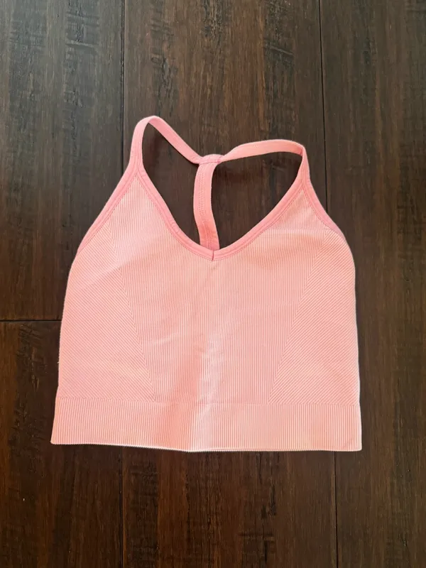 Spiritual Gangster Ribbed T-Back Bralette Bubblegum Pink Size XS/S - Image 3