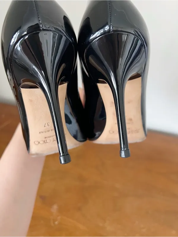 Jimmy Choo • Abel black patent leather pump stiletto heel 100mm point toe - Image 10
