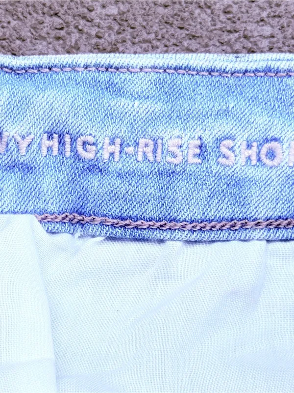 American Eagle Outfitters Light Blue Denim Women's High-Rise Shorts Sz 00 - Image 7