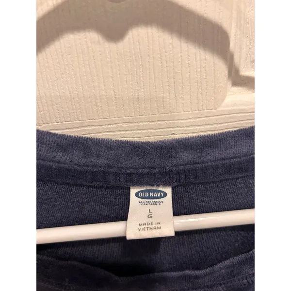 Old Navy Womens Navy Blue‎ Velour Raglan Sleeve Pullover Sweatshirt Size L - Image 2