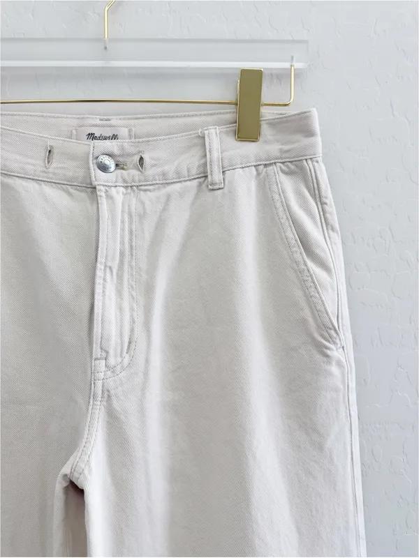 Madewell Ultimate Wide Leg Pant Cream Vintage Canvas Airy Denim NZ211 Size 28 - Image 6