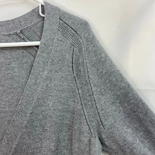 A.N.A. women's gray button front pocket long deep v-neck casual cardigan sweater - Image 6