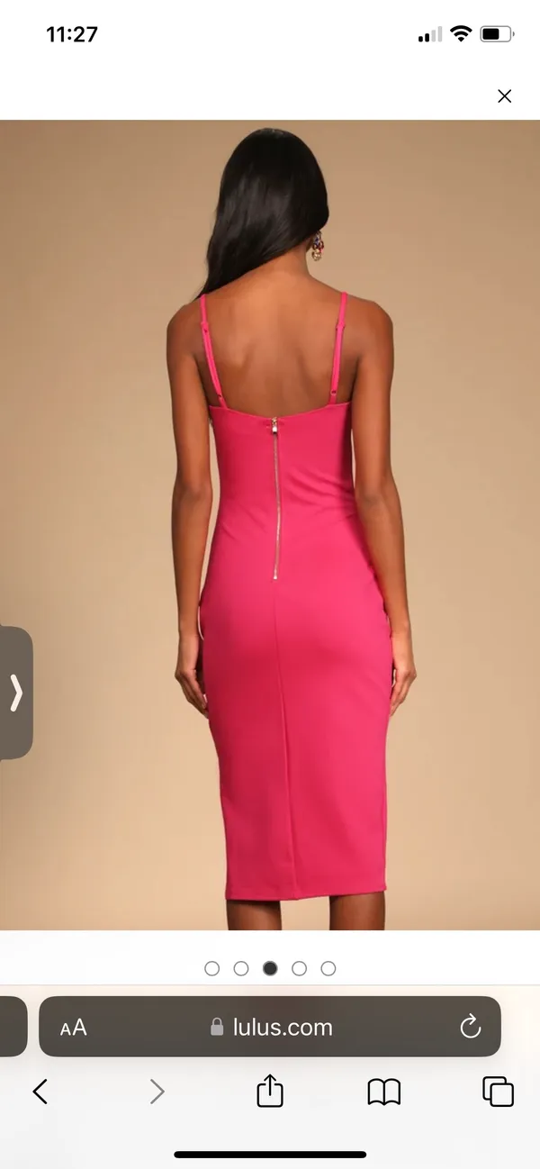 Lulus Hot Pink Bodycon Midi Dress - Image 3