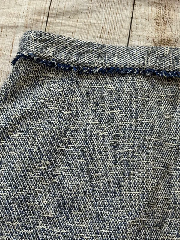 ZARA BASIC Navy Blue White Boucle Knit Mini Skirt Button Front Size Medium - Image 9